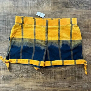 Loft ombre striped yellow blue comfy chino shorts pockets size medium soft cozy